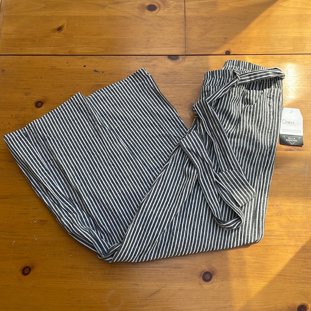Dress Up Striped Wide Leg Linen Pants